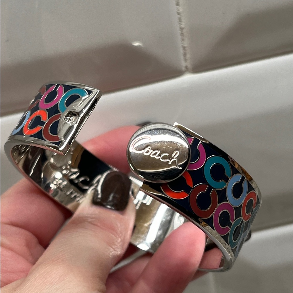 Coach Enamel Hinged Bangle Euc - image 6